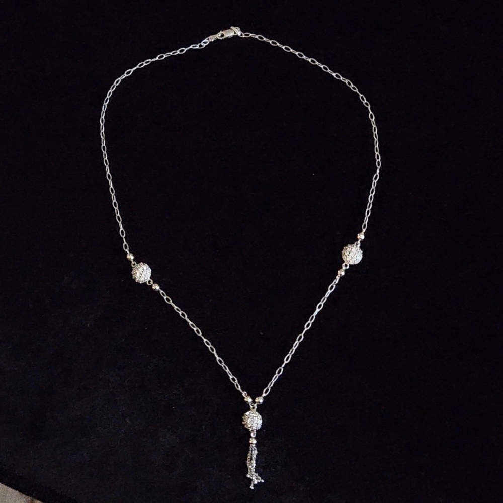 Diamond Cut Sterling Silver and Crystal Necklace